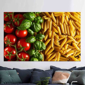 Canvas Home Decor, Basil Canvas Decor, Wall Art, Kitchen Wall Art Italian Pasta, Custom Wall Hanging, Modern Canvas Print,