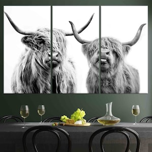 Scottish Cow Wall Decor, Canvas Wall Art, Highland Cow, Farmhouse Canvas Print, Framed Wall Art, Wall Art Canvas, Highland Cow Wall Art, image 3