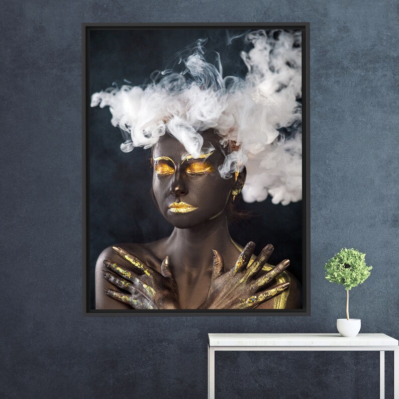 Girl Poster African Art Gold Lip Wall Decor Black Woman - Etsy