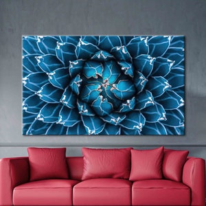 Kaktus, Blumen Leinwand, Navy Blau Kunst, Natürliche Texturen Wandkunst, Blumenmuster Kunstwerk, Blumen Wanddekor, Kaktus Wand Dekor,