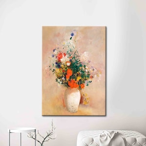 Florero de flores, Impreso famoso, Lienzo de arte de flores, Impresión de pintura al óleo, Lienzo de reproducción, Lienzo de arte Odilon Redon,