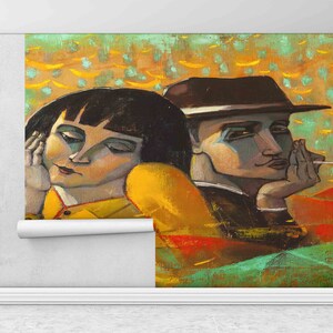 Modern Wall Paper, Man Paper Craft, Valentine Wall Decor, Portrait Bruch Stroke Wall Paper, Wallpaper Peel And Stick, Abstract Wall Art,