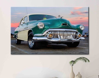 Classic Car Artwork, Vintage Car Art Canvas, Car Art Canvas, Car Lover Gift Poster, Garage Art Canvas, Retro Car Artwork,