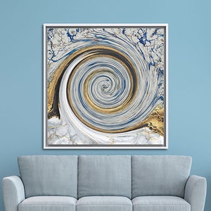 Mármol dorado y azul, arte de pared de mármol abstracto, arte de pared de mármol, arte de pared dorado, obra de arte contemporánea, lienzo de arte de mármol de lujo,