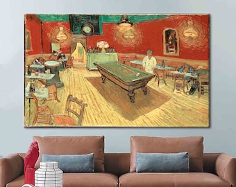 The Night Cafe by Van Gogh, Famous Table Art Canvas, Vincent Van Gogh Poster, Van Gogh Wall Decor, Billiards Table Poster,