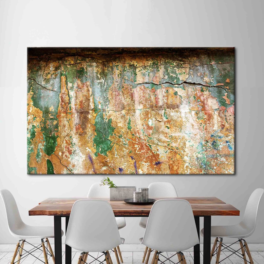 Green Wall Art, Abstract Art, Modern Art, Vintage Plaster Art, Old Wall