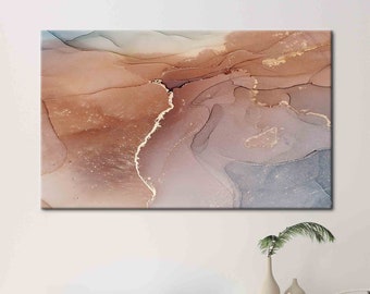 Brown And Gold Marble, Brown Marble Canvas, Gold Marble Wall Decor, Shimmmery Art Canvas, Luxury Marble Canvas Art, Abstract Wall Decor,