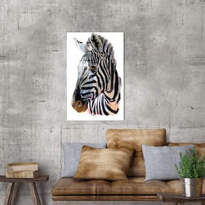 Zebra Painting Print Tempered Glass, Abstract Glass Decor, Zebra Lover Glass Wall Art, Animal Glass, Personalized Gift For Her,
