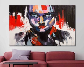 Abstract Human Painting, Abstract Portrait Wall Decor, Modern Printed, Contemporary Canvas Art, Oil Painting Print, Portrait Art Canvas,
