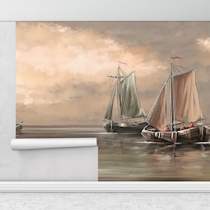 Custom Wall Paper,Boat Mural,Fisherman Wall Print,Old Boat Wall Mural,Modern Wall Paper,Paper Wall Art ,View Wall Paper,