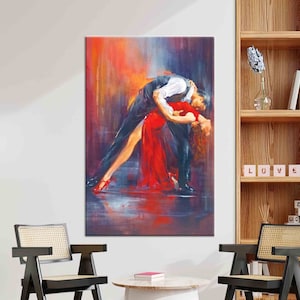 3D Canvas, Wall Art Canvas, Living Room Wall Art, Dancing Couple Painting Print, Dance Artwork, Dancing Couple Canvas Gift,