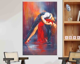 3D Leinwand, Wohnzimmer Wandkunst, Tanzendes Paar Gemälde Druck, Tanz Kunstwerk, Tanzendes Paar Leinwand Geschenk,