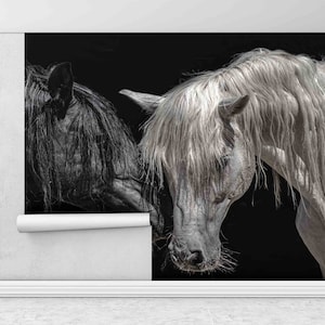 Black And White Horse Wall Print, Modern Wall Decals, 3D Origami, Horse Lover Gift Paper Art, Animal Wall Art, 3D Paper Wall Art, Horses Art