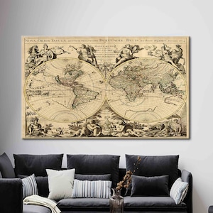 Old World Map Canvas Print, Old World Map Canvas Art, Antique World Map Poster, Old Map Printed, Vintage Map Printed, Map Printed,