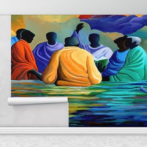 Baptism Wall Art, Paper Wall Art, African Wall Painting, Wall Paper Peel and Stick, 3d Wall Paper, African People Mural,
