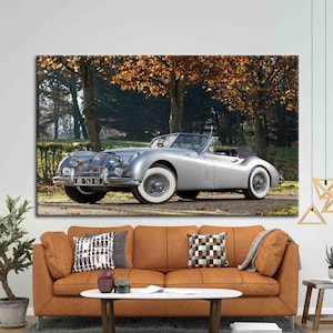 Lienzo de otoño, coche vintage impreso, lienzo de foto de coche, arte de paisaje de otoño, lienzo de arte de coche, garaje impreso, regalo de amante de coche impreso,