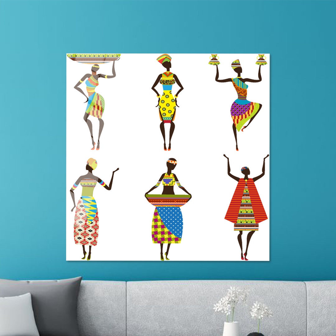 Glass Wall Art,african Woman Wall Decor,african Women Painting,glass