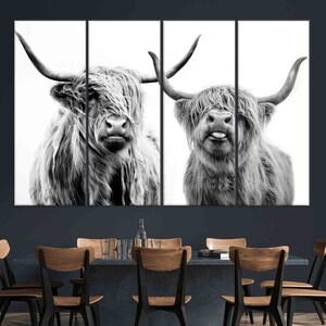 Scottish Cow Wall Decor, Canvas Wall Art, Highland Cow, Farmhouse Canvas Print, Framed Wall Art, Wall Art Canvas, Highland Cow Wall Art, image 4