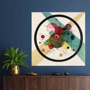 3D Leinwand, 3D Wandkunst, Leinwanddruck, Wassily Kandinsky Kreise im Kreis, Formen Leinwand Dekor, Wassily Kandinsky Leinwanddruck,