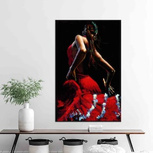 Canvas Decor, 3D Wall Art, Canvas Gift, Spain Style Flamenco Dancer, Music Room Canvas Decor, Music Printed, Spain Tradition Canvas Decor,