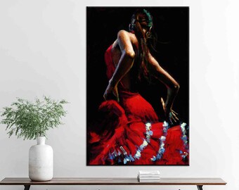 Canvas Decor, 3D Wall Art, Canvas Gift, Spain Style Flamenco Dancer, Music Room Canvas Decor, Music Printed, Spain Tradition Canvas Decor,