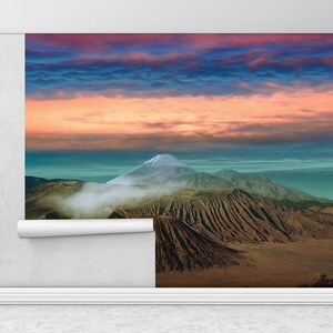 Paper Wall Art, Semeru Wallpaper, Bright Wall Paper, Nature Mural, Beautiful Sky Wall Print, 3d Wall Paper, View Wall Paper,