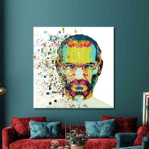 Steve Jobs, abstracte kunst canvas, Steve Jobs kunst aan de muur, beroemde kunstwerken, hedendaagse canvas, moderne poster, Steve Jobs portret kunst aan de muur,