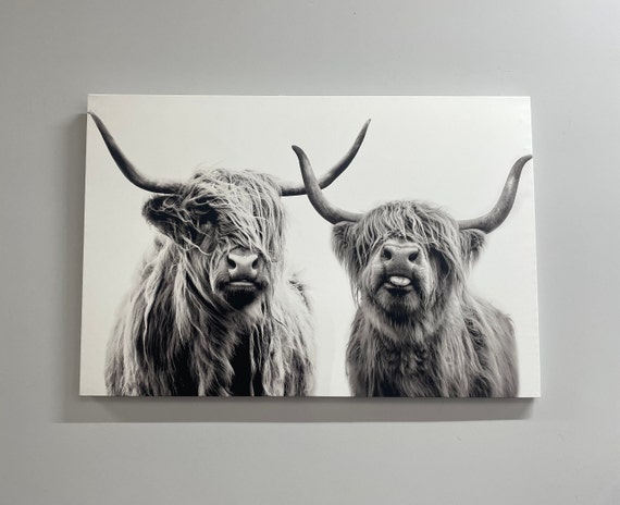 Scottish Cow Wall Decor, Canvas Wall Art, Highland Cow, Farmhouse Canvas Print, Framed Wall Art, Wall Art Canvas, Highland Cow Wall Art,