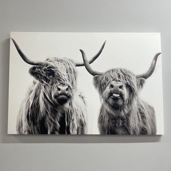 Scottish Cow Wall Decor, Canvas Wall Art, Highland Cow, Farmhouse Canvas Print, Framed Wall Art, Wall Art Canvas, Highland Cow Wall Art,