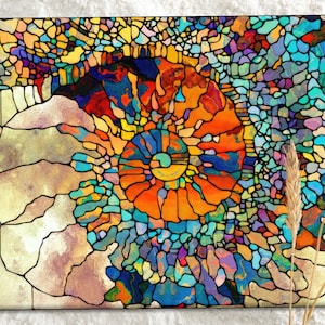 Colorful Chopping Board, Fractal Pattern Chopping Board, Modern Cutting Board, Tempered Glass, Abstract Cutting Board, Easy to Carry,