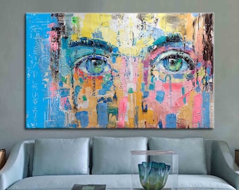 Man Art Canvas, Modern Portrait Canvas Art, Portrait Canvas, Colorful Abstract Art, Modern Face Artwork, Man Portrait Art,