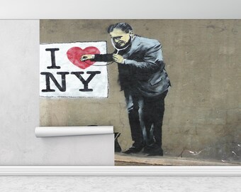 Banksy I Love NY, Bright Wall Paper, Banksy Street Wall Painting, Custom Wall Paper, 3d Wall Paper, Banksy Doctor Wall Paper,