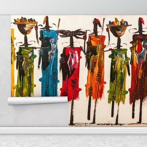 Impresión de pintura al óleo, papel de pared 3d, papel de pared personalizado, arte de pared de papel, mural africano, arte de pared abstracto, impresión de pared étnica,