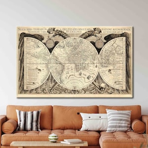 Vintage World Map Wall Decor, Old Map Canvas Art, Classroom Poster, School Canvas, Vintage Map Canvas, Map Art, World Map Canvas,