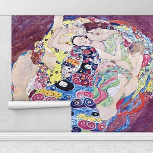 Gustav Klimt Wanddekoration, Klimt Digitales Papier, Stilvolle 3D-Tapete, berühmte Wandaufkleber, bunte Papierkunst, selbstklebendes Papier, abstrakt