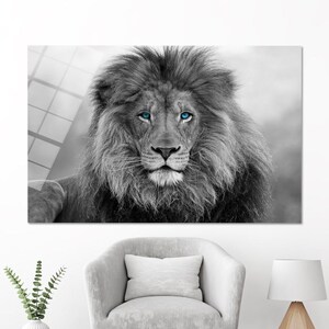 Glas Wand Dekor, Wildtier Wand-Dekor, wilde Löwe Glas Wand Kunst, Wand-Dekor, Blue Eyed Lion Wand Kunst, Wanddekoration, Tier Glas Wand Kunst, Bild 4