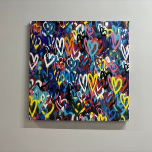 Banksy Herzen gedruckt, Bunte Leinwand Kunst, Multicolor Kunstwerk, Abstraktes Poster, Gemälde Wand Dekor, Liebe Kunst, Banksy Love Kunstwerk,