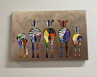 Five Zebra Art, Fashion Poster, Banksy Canvas, Abstract Zebra Wall Decor, Street Canvas, Abstract Canvas, Banksy Zebra Art,