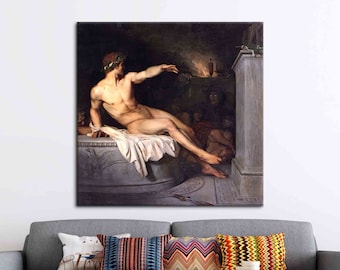 Oreste, tela artistica raffigurante un uomo nudo, opere d'arte famose, riproduzione di decorazioni murali, decorazioni murali vintage,