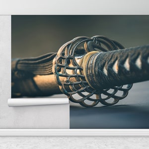 Modern Wall Paper, 3d Wall Paper, Katana Photography Wall Print, Japan Katana Wall Decor, Wall Paper Peel and Stick, Modern Wall Painting,