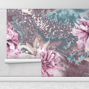 Flower Wall Painting,3d Wall Paper,Paper Wall Art ,Pink Wall Painting,Bright Wall Paper,Pink Peony Wall Print,Botanical Wall Mural,