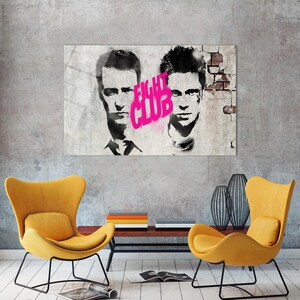 Fight Club Glass Printing, Fight Graffiti Wall Decor, Graffiti Glass, Man Cave Tempered Glass, Personalized Gift For Her,