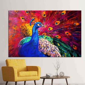 Colorful Feacock Artwork, 3D Wall Art, Colorful Wall Decor, Custom Wall Decor, Peacock Canvas Poster, Canvas, Animal 3D Canvas,