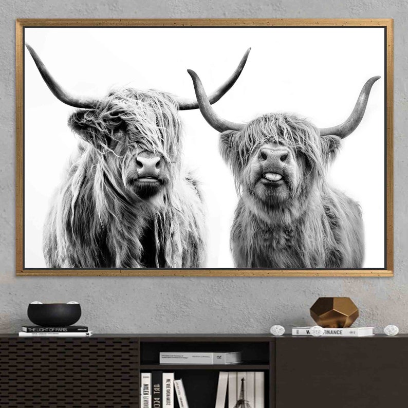 Scottish Cow Wall Decor, Canvas Wall Art, Highland Cow, Farmhouse Canvas Print, Framed Wall Art, Wall Art Canvas, Highland Cow Wall Art, image 9