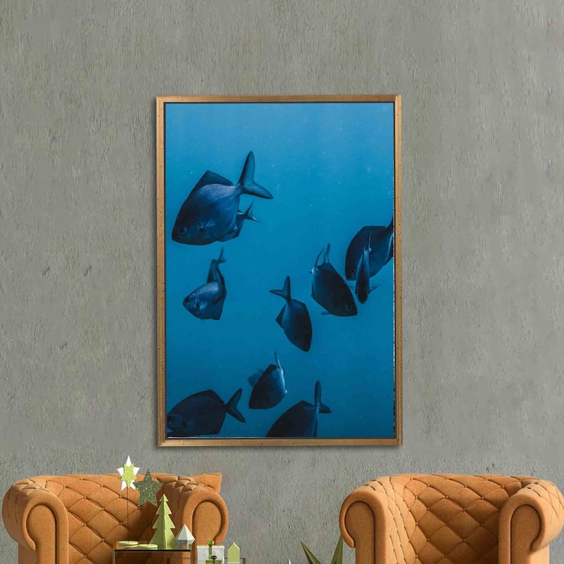 Sea Landscape Poster, Sea Canvas, Ocean Canvas Art, Blue Artwork, Fish Canvas, Animal Canvas, Ocean Landscape Canvas, image 4