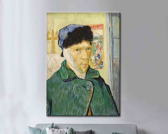 Pôster de reprodução, pôster de autorretrato de Van Gogh, impressão em óleo, decoração de parede de Vincent Van Gogh, tela famosa, tela vintage