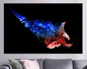 Canvas Art, Christmas Gift Wall Decor, Abstract Wall Decor, American Eagle, Living Room Wall Art, Personalized Gifts, American Canvas Art,
