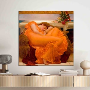 3D Leinwand, Leinwand Druck, Leinwand Wandkunst, Frederic Leighton Flaming Juni, Reproduktion Leinwand Geschenk, Flamme Juni Kunstwerk, berühmte 3D Leinwand,
