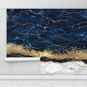 Custom Wall Paper, Marble Wall Art, Wall Paper Peel and Stick, Gold Wall Poster, 3d Wall Paper, , Contemporary Wall Decor,