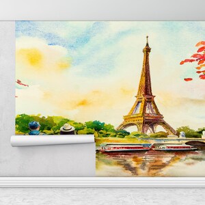 Lovers Watching The Eiffel,Custom Wall Paper,Paper Wall Art ,View Wall Print,Modern Wall Paper,Lovers For Gift Wall Decor,